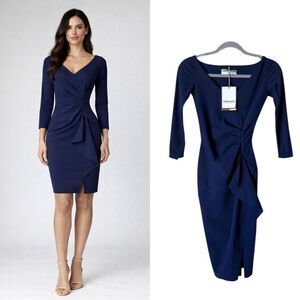 NWT Chiara Boni Midi Midnight Blue Dress Size 0